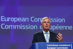 Trưởng đoàn đàm phán thương mại hậu Brexit của EU Michel Barnier phát biểu tại cuộc họp báo ở Brussels, Bỉ ngày 21/8/2020. (Ảnh: AFP/TTXVN)