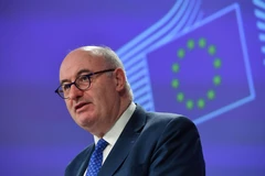 Ủy viên thương mại Liên minh châu Âu (EU) Phil Hogan trong cuộc họp báo về vấn đề Brexit tại Brussels, Bỉ ngày 8/4/2019. (Ảnh: AFP/TTXVN)