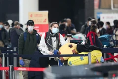 Hành khách tại sân bay quốc tế John F. Kennedy ở New York, Mỹ ngày 13/3/2020. (Ảnh: THX/TTXVN)