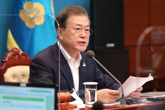 Tổng thống Hàn Quốc Moon Jae-in phát biểu tại cuộc họp ở Seoul ngày 25/8/2020. (Ảnh: Yonhap/TTXVN)