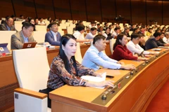 Quốc hội biểu quyết thông qua Bộ Luật Lao động sửa đổi. (Ảnh: Lâm Khánh/TTXVN)