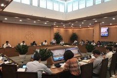 Quang cảnh phiên họp trực tuyến của Ban Chỉ đạo Phòng chống dịch bệnh COVID-19 Hà Nội ngày 10/9. (Ảnh: Xuân Quảng/Vietnam+)