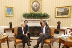 Tổng Bí thư Nguyễn Phú Trọng hội đàm với Tổng thống Hoa Kỳ Barack Obama. (Ảnh : Trí Dũng/TTXVN) 