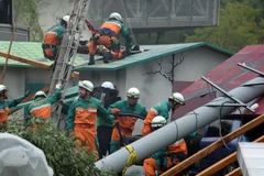 Diễn tập đối phó thảm họa động đất tại Nhật Bản. (Nguồn: AFP/TTXVN)