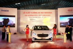 Xe Kia Sedona tại Lễ xuất xưởng. (Ảnh: Văn Sơn/TTXVN)