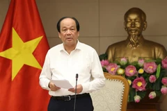 Bộ trưởng, Chủ nhiệm Văn phòng Chính phủ, Tổ trưởng Tổ công tác Mai Tiến Dũng chủ trì buổi làm việc. (Ảnh: Dương Giang/TTXVN)