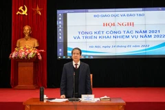 Bộ trưởng Bộ Giáo dục và Đào tạo Nguyễn Kim Sơn phát biểu chỉ đạo tại hội nghị. (Ảnh: Bộ GD-ĐT)