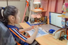 Học sinh học trực tuyến trong giai đoạn nghỉ vì dịch COVID-19. (Ảnh: TTXVN)