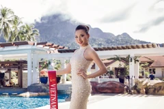 Thu Thảo rạng rỡ trước đêm chung kết cuộc thi. (Ảnh: Phan Anh)