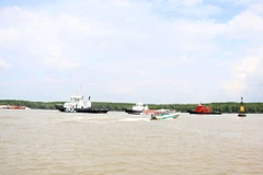 Rất nhiều phương tiện cứu hộ, cứu nạn được huy động để khắc phục sự cố chìm tàu Vietsun Integrity. (Ảnh: Tiến Lực/TTXVN)