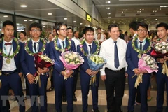 Với thành tích 2 vàng, 4 bạc, đoàn Việt Nam xếp thứ 7 trong số 110 quốc gia, vùng lãnh thổ dự thi Olympic Toán học. (Ảnh: Thanh Tùng/TTXVN)