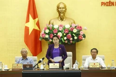 Chủ tịch Quốc hội Nguyễn Thị Kim Ngân phát biểu bế mạc. (Ảnh: Văn Điệp/TTXVN)