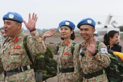 Cán bộ, chiến sỹ Bệnh viện dã chiến cấp 2 số 2 lên đường làm nhiệm vụ tại Phái bộ Liên hợp quốc tại Nam Sudan. (Ảnh: Dương Giang/TTXVN)