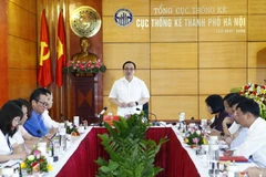 Bí thư Thành ủy Thành phố Hà Nội Hoàng Trung Hải phát biểu kết luận buổi làm việc. (Ảnh: Văn Điệp/TTXVN)