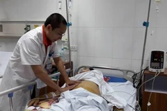 Bác sỹ điều trị cho bệnh nhân mắc bệnh về dạ dày tại Bệnh viện Hữu nghị Việt Đức. (Ảnh: T.G/Vietnam+)