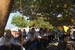 Giao lưu văn nghệ trên đảo Phan Vinh (Ảnh: ĐNT/Vietnam+)