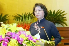 Chủ tịch Quốc hội Nguyễn Thị Kim Ngân đọc diễn văn bế mạc. (Ảnh: Nhan Sáng/TTXVN) 