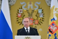 Tổng thống Nga Vladimir Putin phát biểu tại thủ đô Moskva. (Nguồn: EPA/TTXVN) 