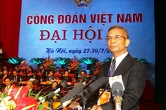 Chủ tịch Tổng Liên đoàn lao động Việt Nam tại Đại hội Công đoàn Việt Nam lần thứ XI. (Ảnh: Trọng Đức/TTXVN)