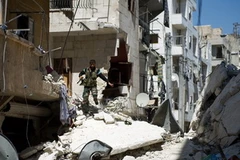 Quang cảnh đổ nát ở thành phố Aleppo, Syria. (Nguồn: AFP/TTXVN)