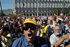 Bãi công phản đối chính sách khắc khổ tháng 9/2012. (Nguồn: AFP/TTXVN)