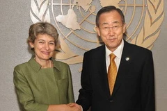Tổng Giám đốc UNESCO Irina Bokova và Tổng thư ký Liên hợp quốc Ban Ki-moon. (Nguồn: unesco.org)