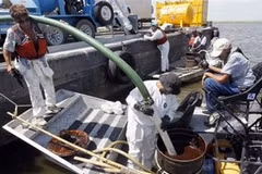 Khắc phục sự cố tràn dầu tại Vịnh Mexico. (Nguồn: AP)