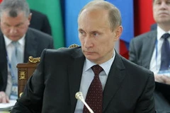 Thủ tướng Nga Vladimir Putin tại cuộc đàm phán ba bên về việc thành lập Liên minh thuế quan mới. (Nguồn: rian.ru)
