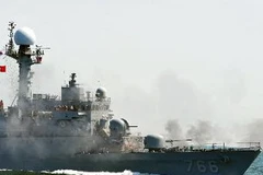 Tàu chiến Hàn Quốc tham gia cuộc tập trận chống tàu ngầm. (Nguồn: AFP/TTXVN)