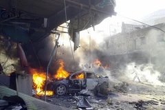 Hiện trường một vụ nổ bom ở thị trấn Darkush. (Nguồn: newvision.co.ug)