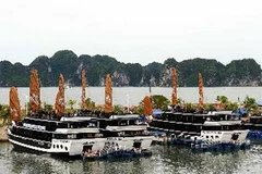 Tàu du lịch trên Vịnh Hạ Long. (Ảnh: Thanh Hà/TTXVN)