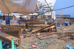 Hiện trường vụ tấn công nhằm vào nhà thờ ở thành phố Kasindi, tỉnh Bắc Kivu, CHDC Congo ngày 15/1/2023. (Ảnh: THX/TTXVN)