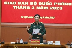 Đại tướng Phan Văn Giang phát biểu tại Hội nghị. (Ảnh: Hồng Pha/TTXVN phát)