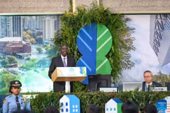 Tổng thống Kenya William Ruto phát biểu tại lễ khai mạc Hội nghị Môi trường sống của Liên hợp quốc tại Nairobi, Kenya, ngày 5/6. (Nguồn: Tân Hoa xã)
