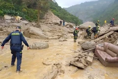 Nhân viên cứu hộ làm việc tại hiện trường vụ lở đất ở tỉnh Cundinamarca, Colombia . (Nguồn: AFP)