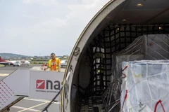 Chuyến bay chở hàng hóa viện trợ của châu Âu đã hạ cánh tại sân bay ở Goma, tỉnh Bắc Kivu của Cộng hòa Dân chủ của Congo ngày 10/3. (Nguồn: Reuters)