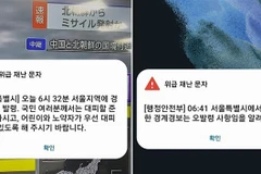 Chính quyền thủ đô Seoul của Hàn Quốc ban hành cảnh báo đến người dân về khả năng có thể phải sơ tán, sau khi Triều Tiên phóng một vật thể được cho là vệ tinh không gian về phía Nam, ngày 31/5/2023. (Ảnh: Yonhap/TTXVN)