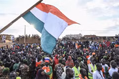 Biểu tình phản đối quân đội Pháp hiện diện tại Niger, ngày 3/9/2023. Ảnh: AFP/TTXVN 