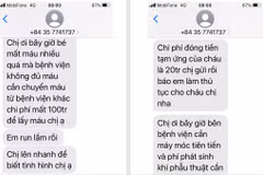 Tin nhắn nghi can lừa đảo gửi tới phụ huynh để lừa đảo, kêu chuyển tiền. (Nguồn: Báo Thanh niên)
