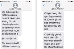 Tin nhắn nghi can lừa đảo gửi tới phụ huynh để lừa đảo, kêu chuyển tiền. (Nguồn: Báo Thanh niên)