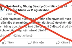 Nội dung bài đăng sai sự thật của bà T.H.N trên mạng xã hội Facebook. (Ảnh: TTXVN phát)