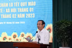 Bí thư Thành ủy Thành phố Hồ Chí Minh Nguyễn Văn Nên phát biểu chỉ đạo tại Hội nghị. (Ảnh: Tiến Lực/TTXVN)