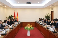 Đồng chí Nguyễn Đức Lợi, Ủy viên Trung ương Đảng, Tổng Giám đốc Thông tấn xã Việt Nam tiếp đồng chí Victor Gaute Lopez, Bí thư Trung ương Đảng, Trưởng Ban Tuyên huấn Trung ương Đảng Cộng sản Cuba. (Ảnh: Phương Hoa/TTXVN)