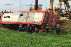 Hiện trường vụ tai nạn. (Ảnh: TTXVN phát)