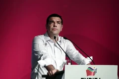 Thủ tướng Hy Lạp Alexis Tsipras tại một cuộc họp của đảng Syriza ở thủ đô Athens ngày 30/7. (Nguồn: AFP/TTXVN) 