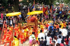 [Photo] Cận cảnh rước hoa tre của Thánh Gióng hội đền Sóc