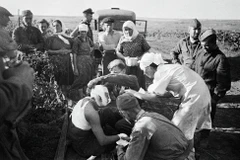 Các y tá giúp các quân sỹ bị thương sau vụ ném bom của Đức quốc xã gần Chisinau. (Nguồn: Sputniknews)