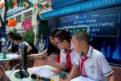 Các học sinh dự thi Violympic. (Ảnh: Nguyễn Thắng)