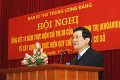Ông Trương Tấn Sang, Ủy viên Bộ Chính trị, Thường trực Ban Bí thư phát biểu khai mạc hội nghị. (Ảnh: Doãn Tấn/TTXVN)