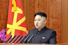Ông Kim Jong-Un đọc thông điệp đầu năm (Nguồn: KCNA/AFP)